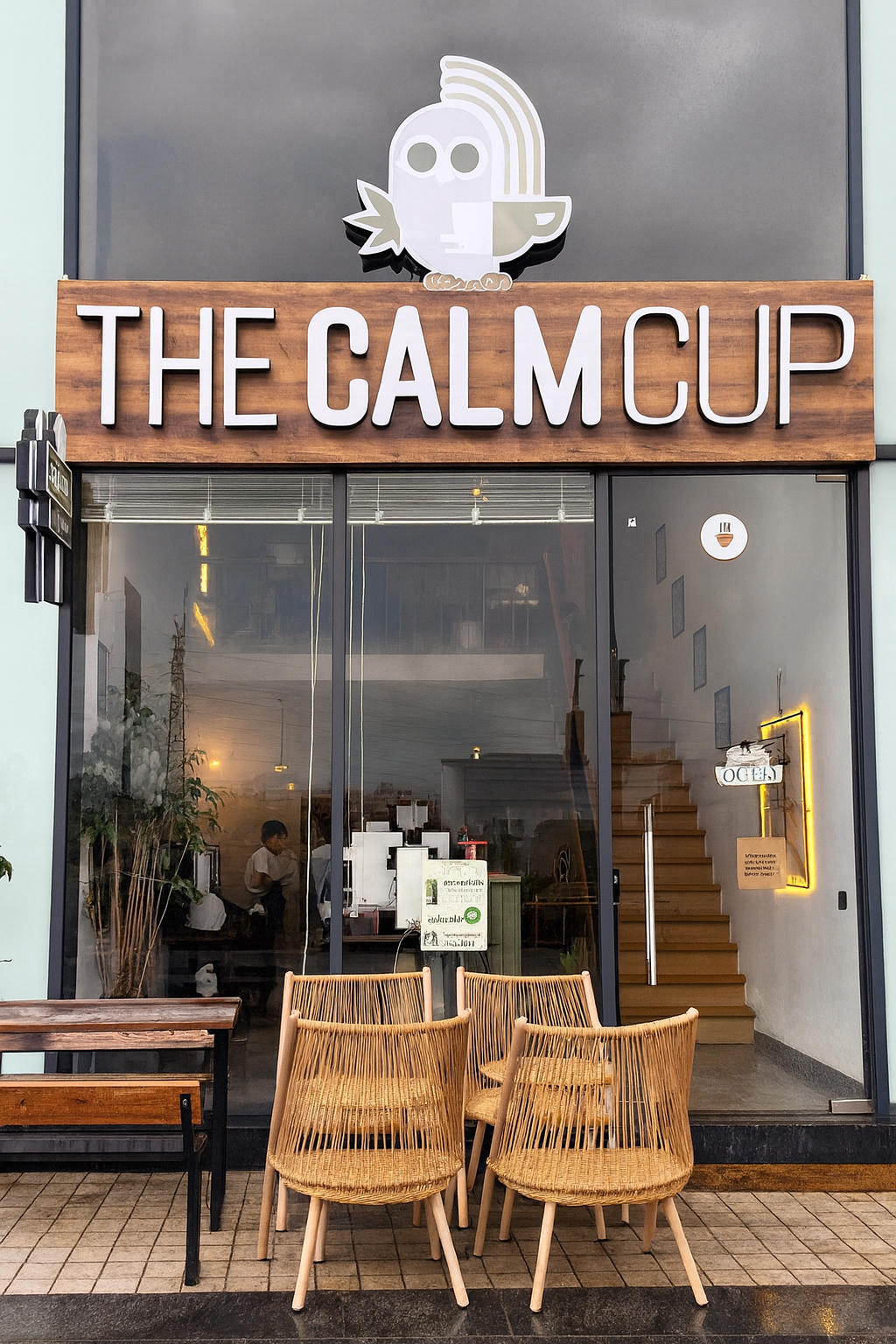 The Calm Cup café signboard